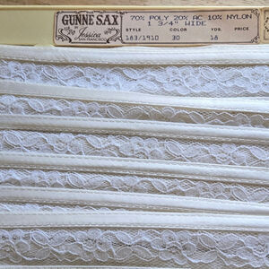 Gunne Sax by Jessica Vintage 1 3/4" Ivory Lace Trim Satin Edge Old New Stock